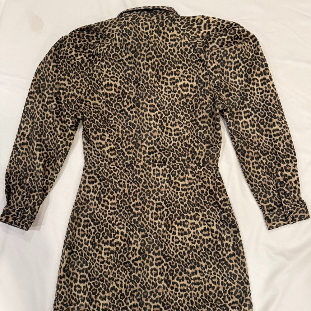 Joe's The Brody Animal Print Pleated Sleeve Dress Snap Buttons Size M